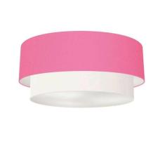 Plafon Duplo Cilíndrico Vivare Md-3065 Cúpula Tecido 80x70cm - Bivolt Rosa-bebê-branco 127/220v