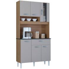 Kit Armario Cozinha 6 Portas 558 Damasco Off White POQQ
