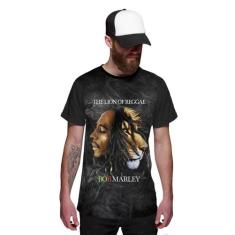 Camiseta Bob and Lion Reggae Music, Preto, XG