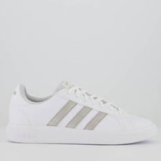 Tênis Adidas Grand Court Base 2.0 Feminino Branco e Prata-Feminino