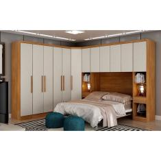 Guarda Roupa Casal Modulado Safira 002 12 Portas de Bater 8 Gavetas MDF Cumaru-fendi