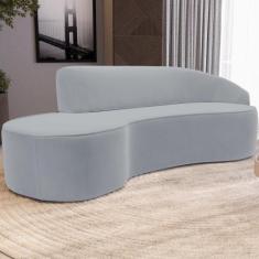 Sofá 5 Lugares Curvo Sala de Estar Living Firenze Direito D02 Veludo C