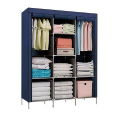 Guarda Roupa Decoteam Dobravel De Pano Azul - 88130B-2
