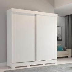 Guarda Roupa Solteiro em Mdf 2 Portas de Correr 3 Gavetas Internas e 8 Pés Ilhéus Panan Móveis Branco