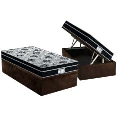 Conjunto Box Baú Solteiro: Colchão Molas Probel Prolastic ProDormir Born + Base CRC Suede Brown(88x188)
