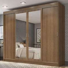 Guarda-roupa Casal Madesa Austin 4 Portas de Correr com Espelhos 3 Gavetas R