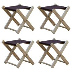 Kit 4 Banquinho De Madeira Banqueta Pescador-marrom