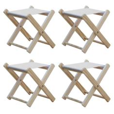 Kit 4 Banquinho De Madeira Banqueta Pescador-branco