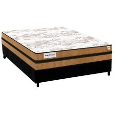 Cama Box Casal: Colchão Molas Plumatex MasterPocket Ensacadas Smart Milano + Base CRC Suede Black(138x188)