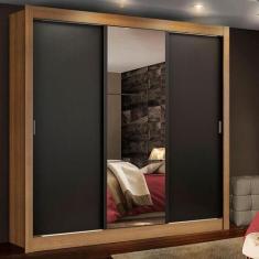 Guarda Roupa Casal Madesa Lyon Plus 3 Portas de Correr com Espelho 4 G