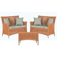 2 Sofás Área e Mesa Igapó Alumínio Pintura Fendi Corda Náutica Estofad