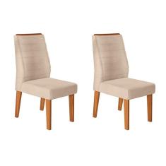 Cadeira Sala de Jantar Ondina Kit 2 Un Carvalho Nobre/Linho Saara - DJ Móveis