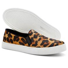 Tênis Slip On Feminino Animal Print Onça Casual Conforto - Rubim Calça