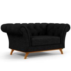 Sofá 2 Lugares Para Sala de Estar Império 150 cm D02 Linho Chumbo D-46