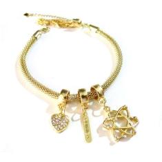 Pulseira Berloque Química Com Placa Folheado A Ouro 18k - Milena Folhe