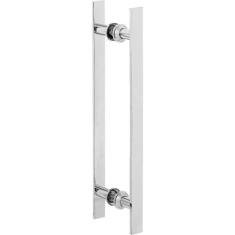 Puxador De Porta De Correr Duplo Cromado 30cm - MetalCromo