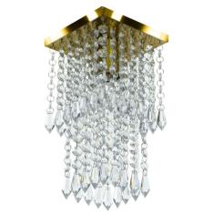 Lustre Plafon De Cristal Acrilico Spark Dourado Maravilhoso - MARRYLUZ