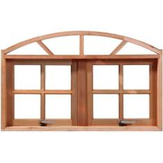 Janela Maxim-Ar Quadriculada 80cm Arco em Madeira Maciça Cedro Arana C