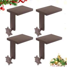 Anrgterg 4 peças de suportes de meia de Natal, suportes de meia de floco de neve para manto, ganchos de meia de Natal resistentes com almofadas protetoras para manto de lareira, decoração de festa de
