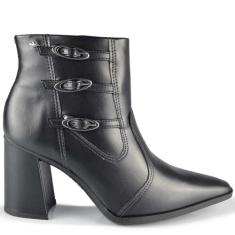 Bota Cano Curto Dakota Feminina Salto Bloco DO432, 38, Preto