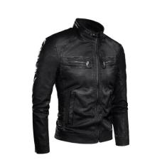 Jaqueta de couro masculina slim - Vmong, Preto, P