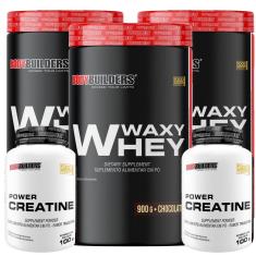Kit 3 x Whey Protein Waxy Whey 900g + 2 Creatina 100g - Bodybuilders-Unissex