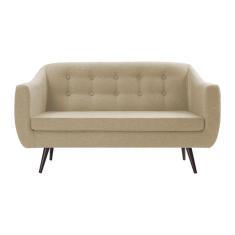 Sofá Decorativo 2 Lugares Pés Palito Cuddle Linho Bege - Gran Belo