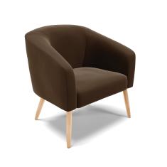 Poltrona Stella Suede Marrom Pés Palito Natural D03 - D'Rossi