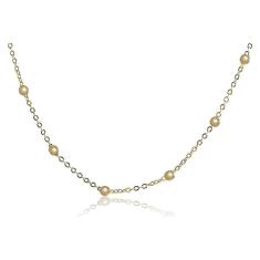 Colar Corrente Com Bolinhas Folheado Em Ouro 18K