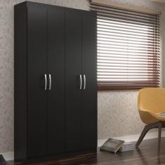 Armário Multiuso 4 Portas 8 Prateleiras Black Milão Evidência Móveis Preto