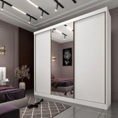 Guarda Roupa com Espelho 3 Portas 240cm Somalia Expresso Neve/Neve