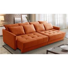 Sofá Cama Retrátil e Reclinável 2,30m com Molas Carol Veludo Terracota Adonai Estofados