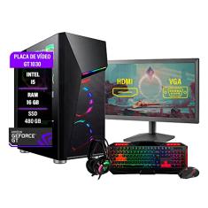 Pc Gamer Completo I5 3470 16Gb GT 1030 SSD 480GB Monitor 19'