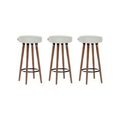 Kit 3 Banquetas Moderna Alta Roma Slim Bege Claro 70cm