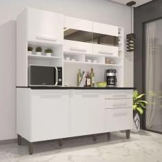 Cozinha Compacta Espelhada 6 Portas 2 Gavetas Alexia 182cm IMOP Móveis Branco Neve