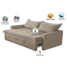 Sofá Sem Caixa Retrátil e Reclinável 1,85m com Molas Bianca Suede Preto Madelina Decor