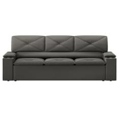 Sofá 3 lugares DDS Next Pop com Assento Retrátil e Encosto Reclinável em Velosuede com porta-copos - 205cm de Largura