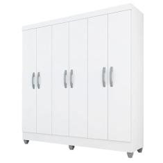 Guarda Roupa Casal Cancun Sem Gavetas 6 Pts Branco - Móveis Arapongas Branco