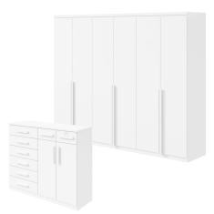Conjunto de Guarda-Roupa Alonzo e Cômoda Toronto Branco