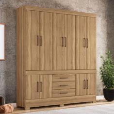 Guarda-Roupa Casal New Murano 10 Portas 3 Gavetas Amêndola/Touch - Dem