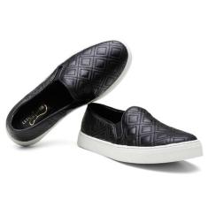 Tênis Feminino Slip On Casual Moderno Estilo Confortável - Q&A, Preto,