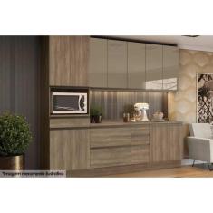 Cozinha Modulada Kappesberg Maxxi 7 Peças (2 Armários + 2 Balcões + 1 Paneleiro + 2 Complementos) C7P07 Nogal