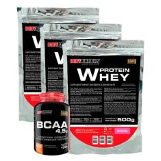 KIT 3x Whey Protein 500g + BCAA 100g Tangerina - Bodybuilders,  Morang