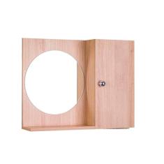 Espelho Redondo Para Banheiro Com Armario Cor Madeira Clara