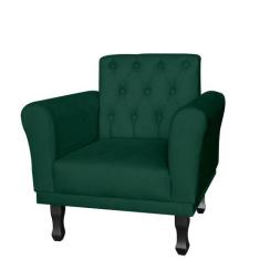Poltrona Decorativa Classic Pés Luis XV Suede Verde - DS Estofados - E