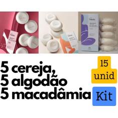 Kit 3 caixas de sabonete Cereja, Algodão e Macadâmia - Total 15 unidad