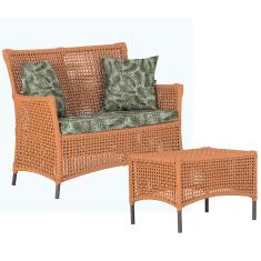 1 Sofá Área e Mesa Igapó Alumínio Pintura Marrom Corda Náutica Estofado Impermeável Almofada 5 Trama