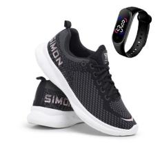 Tênis Casual Feminino de Caminhada Confortável Light + Relógio - Simon