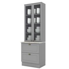 Cristaleira Henn Americana 2 Portas 2 Gavetas Sd C357-05 Cinza