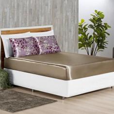 Jogo De Lençol Cetim Estampado Alyas Casal 3Peças Antifrizz - Nathalia